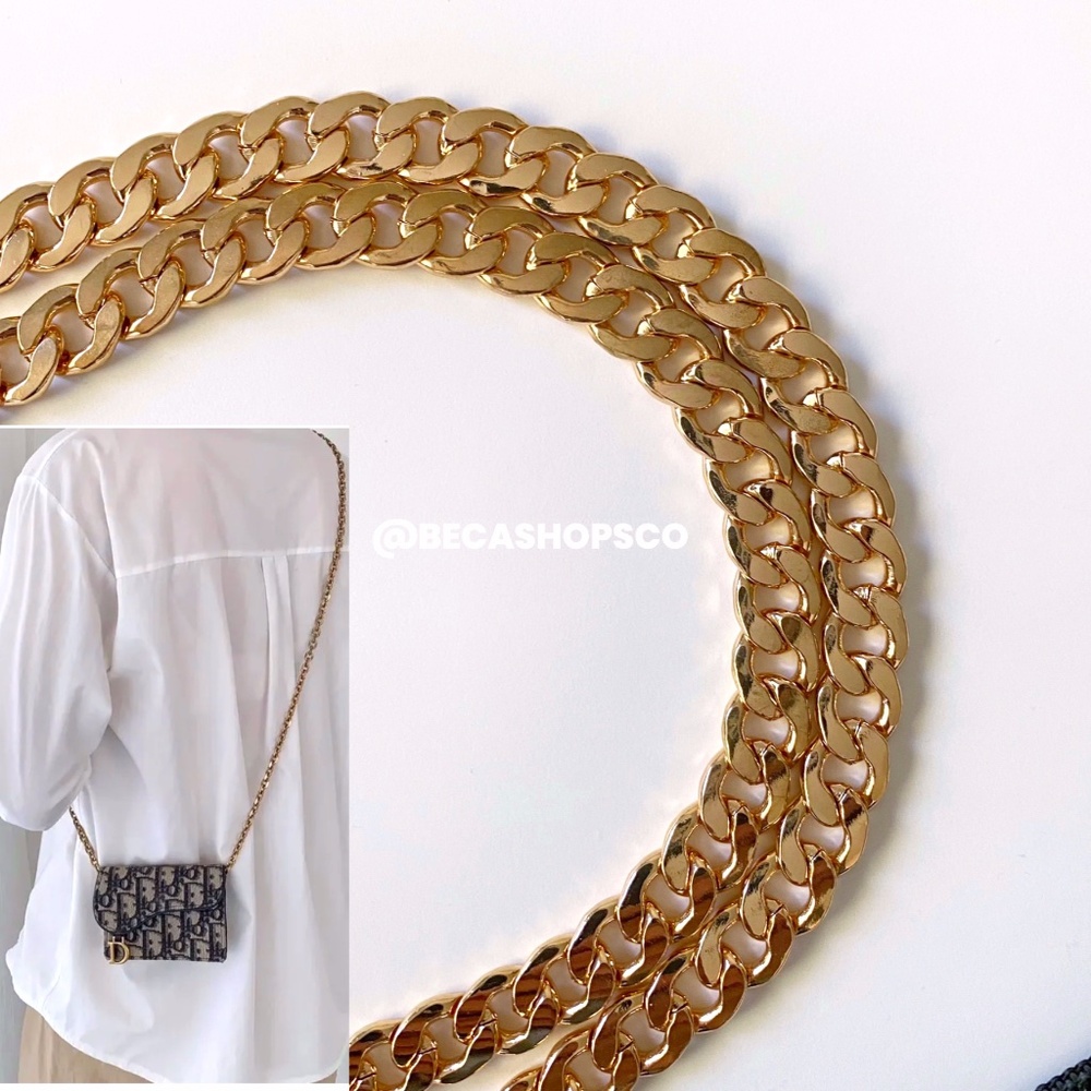 Gold Flat Chain Crossbody Purse Replacement Strap 47" Long